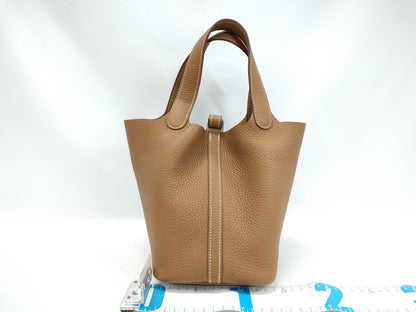 HERMES Picotin Lock 18 PM Gold with Silver Hardware, Double Stamped Handbag