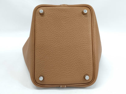 HERMES Picotin Lock 18 PM Gold with Silver Hardware, Double Stamped Handbag