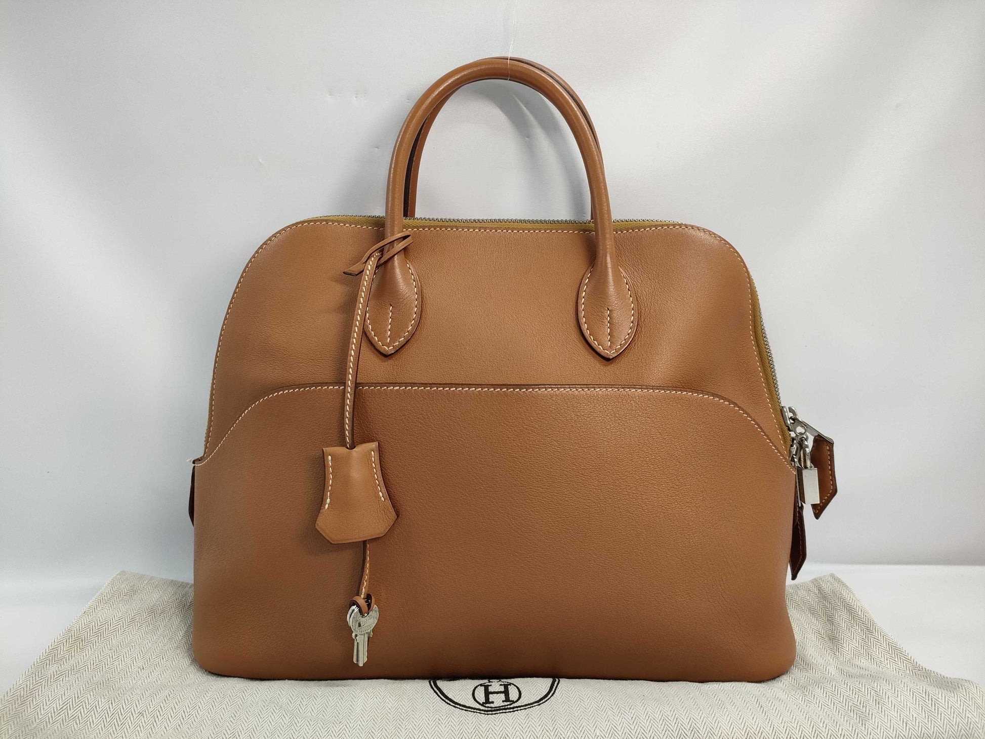 HERMES Bolide 1923 30 Gold with Silver Hardware, J Stamped Handbag