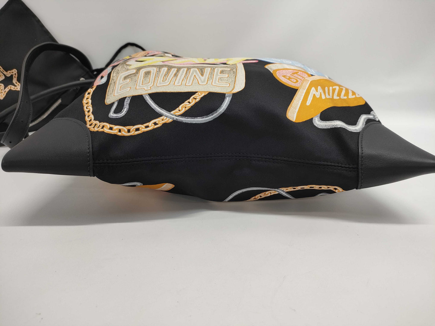 HERMES Silky City PM Chevaloscope Neon Silk Black B Stamp Shoulder Bag