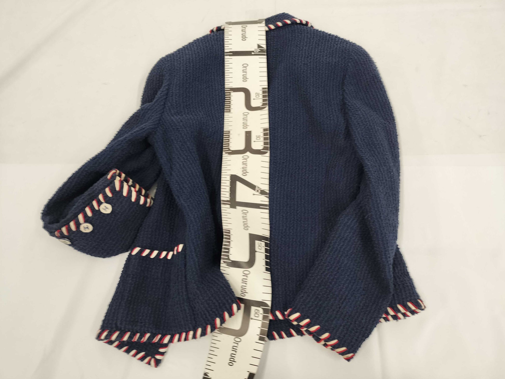 CHANEL Tweed Jacket Navy Size 38 Jacket