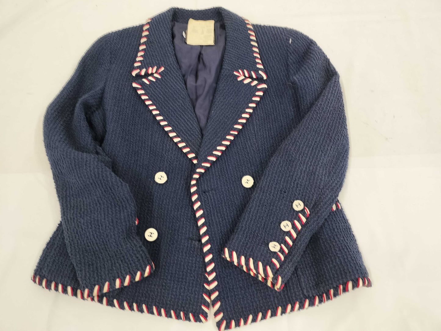 CHANEL Tweed Jacket Navy Size 38 Jacket