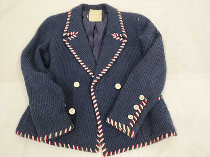 CHANEL Tweed Jacket Navy Size 38 Jacket