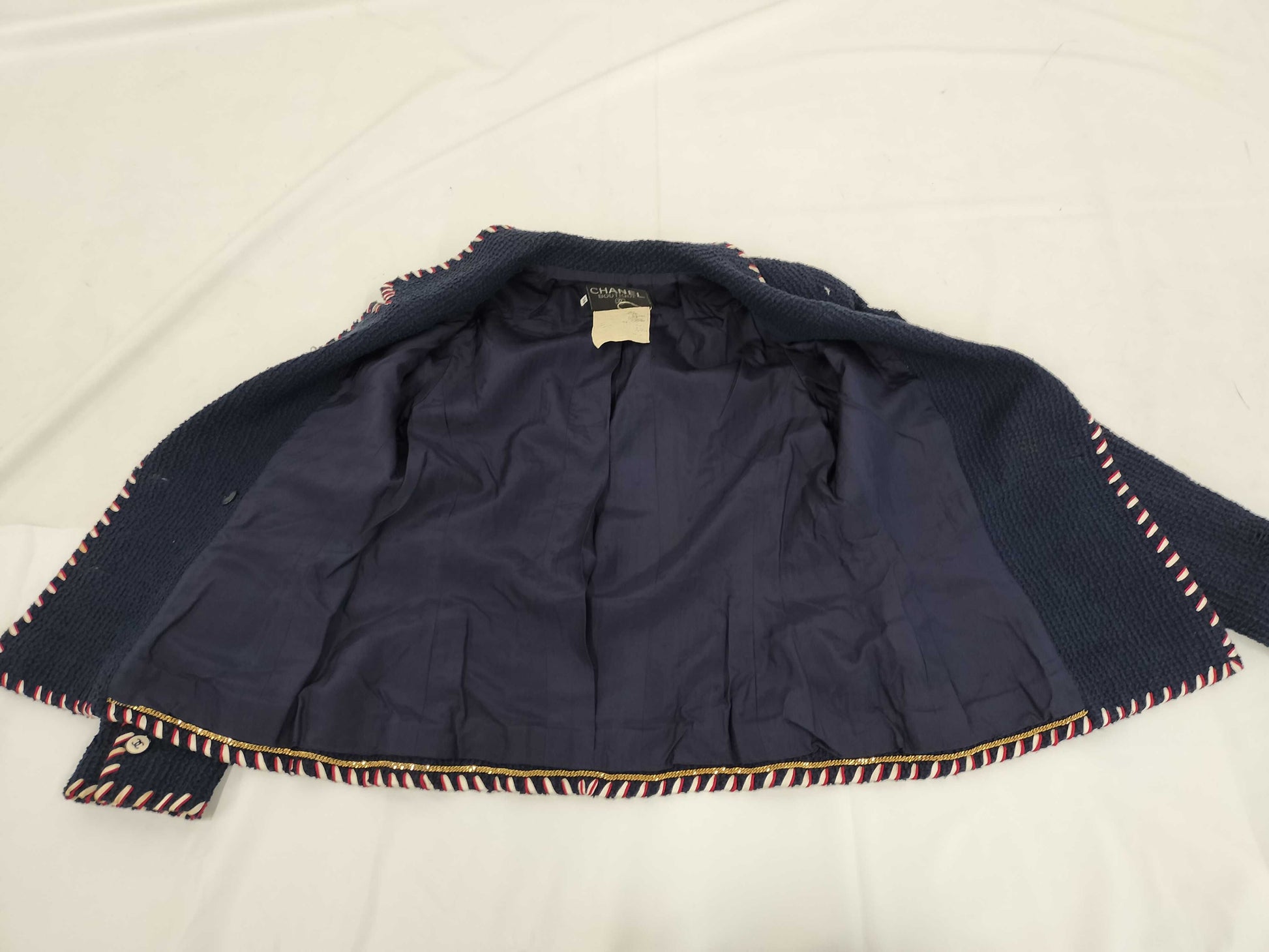 CHANEL Tweed Jacket Navy Size 38 Jacket