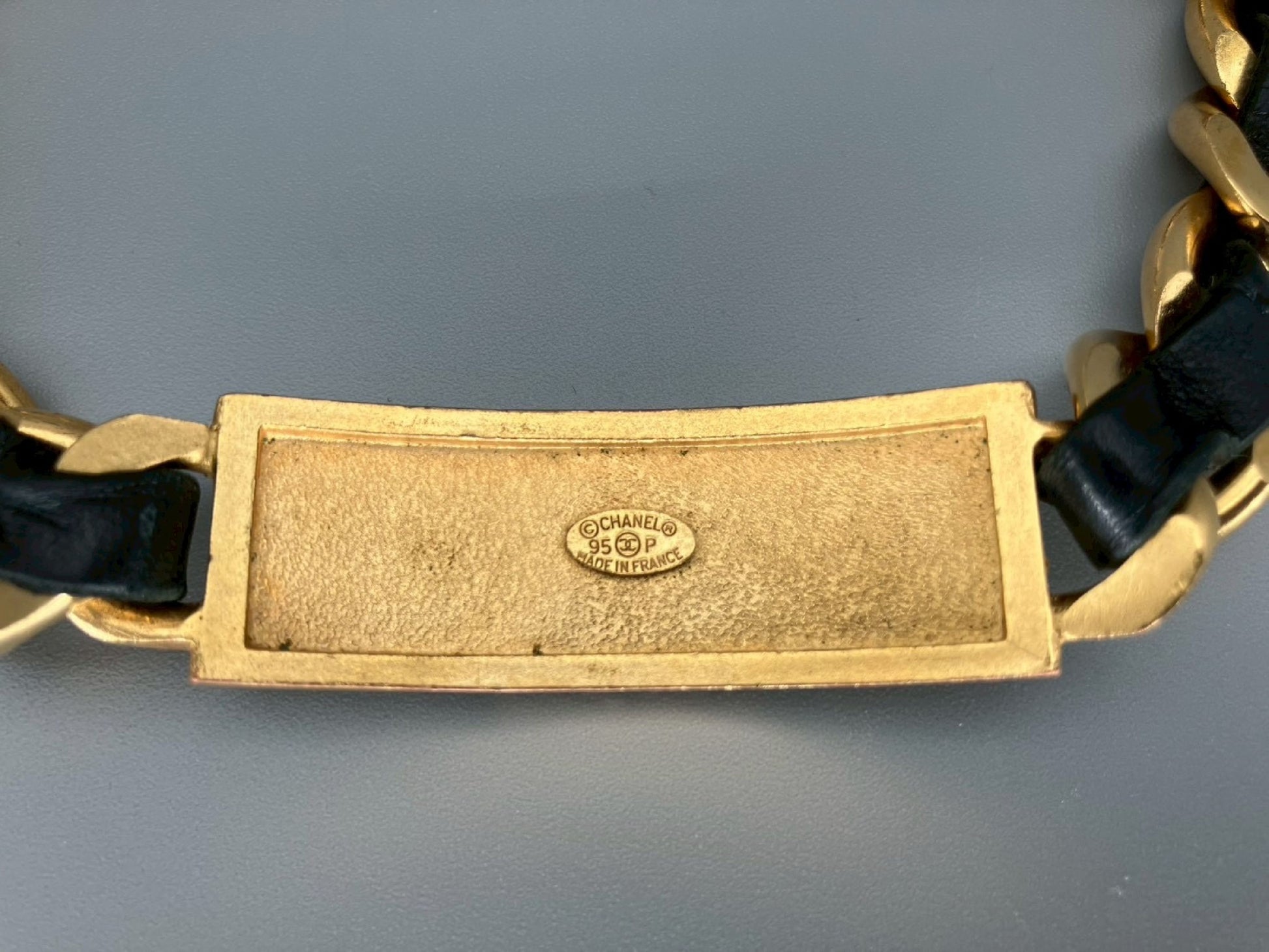 CHANEL Vintage Logo Rhinestone Necklace Choker Necklace