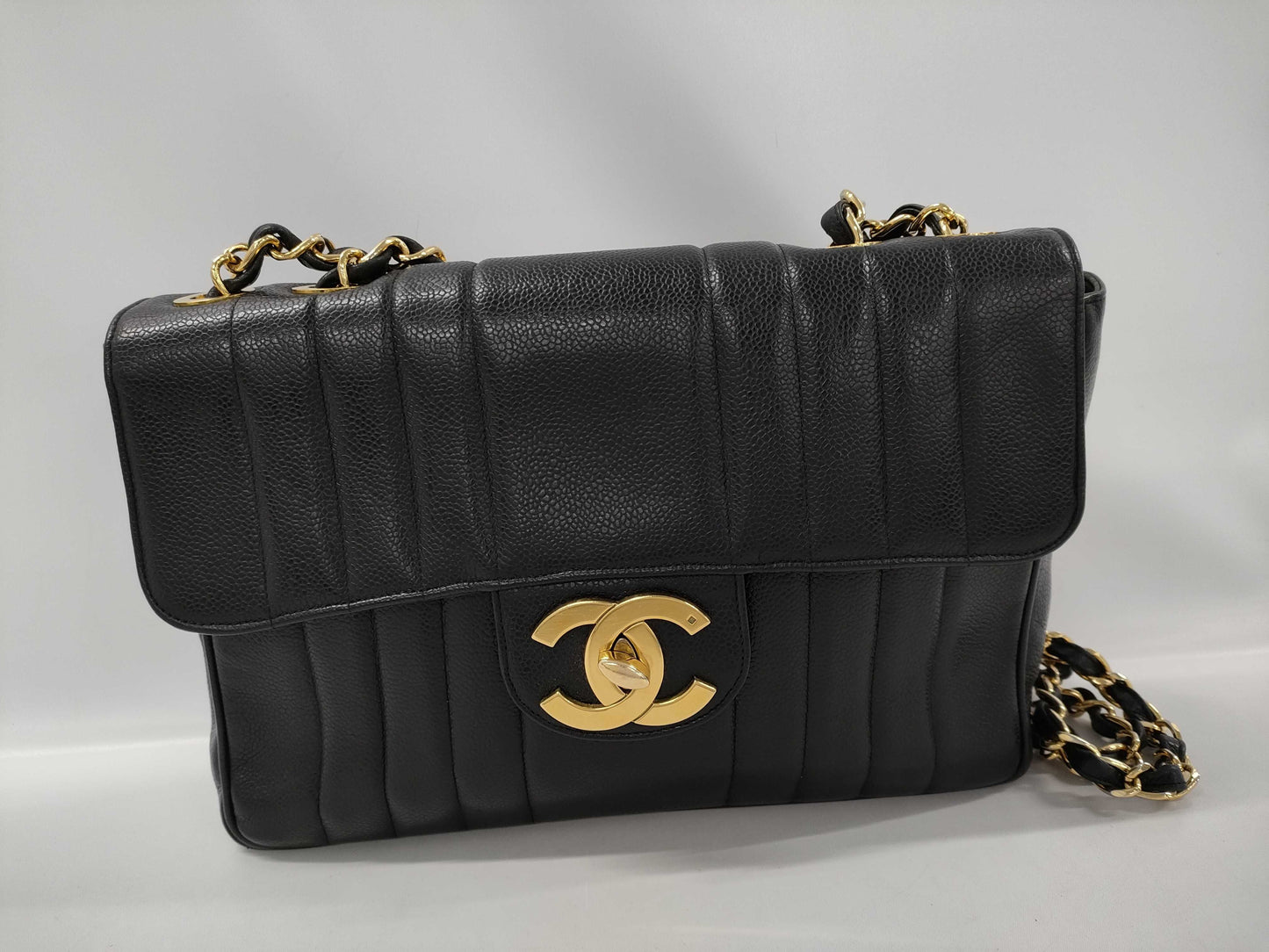 CHANEL Mademoiselle Caviar Leather Chain Shoulder Bag, Black