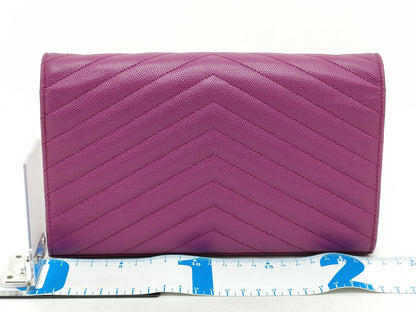SAINT LAURENT Saint Laurent Paris Leather Chain Wallet Purple Shoulder Bag