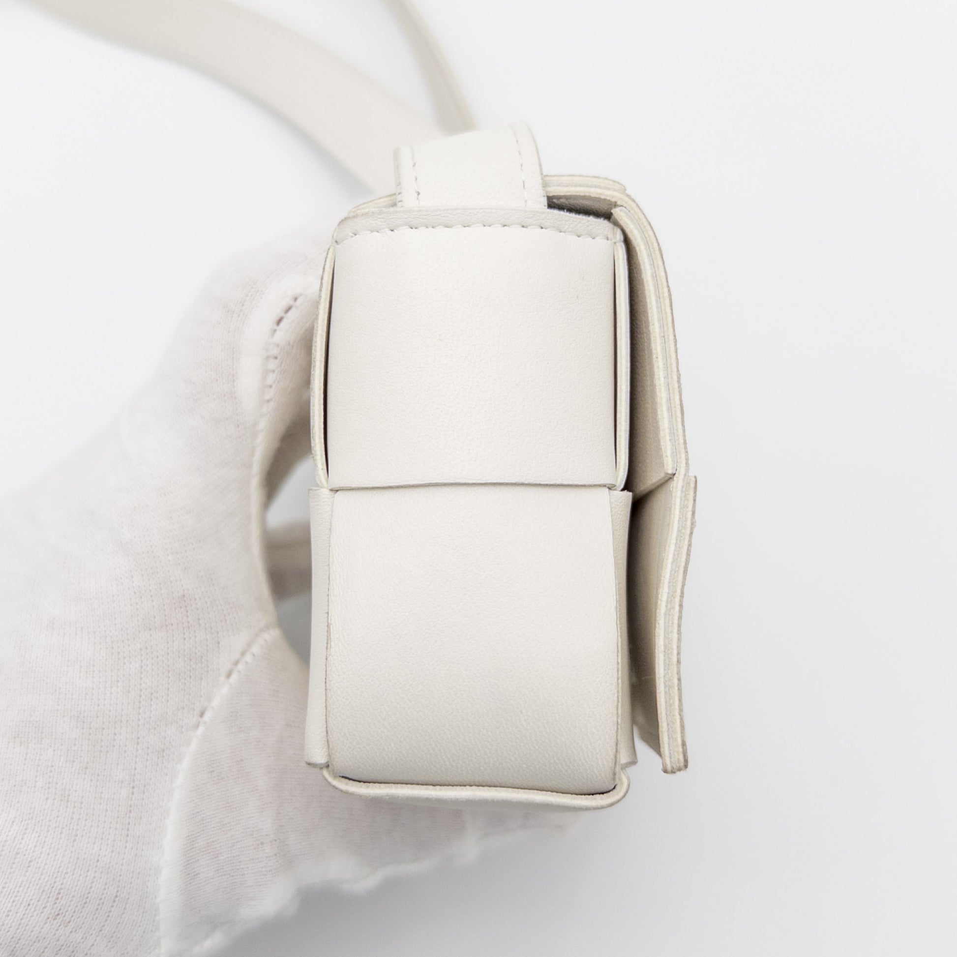 BOTTEGA VENETA Maxi Intrecciato Candy Cassette Leather Shoulder Bag in White