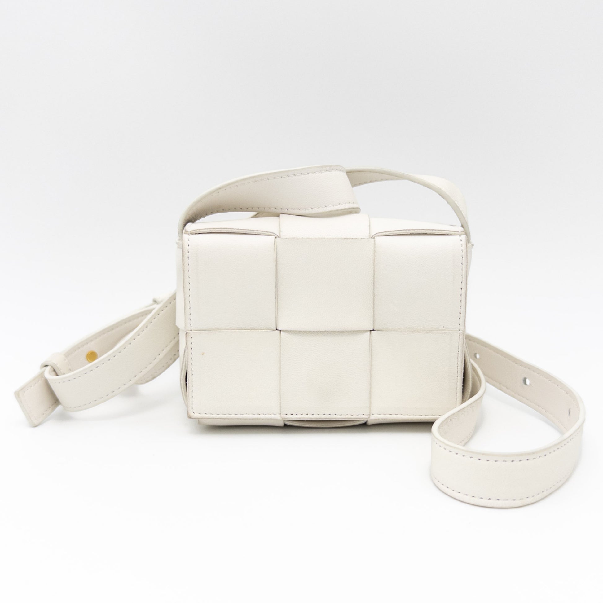 BOTTEGA VENETA Maxi Intrecciato Candy Cassette Leather Shoulder Bag in White