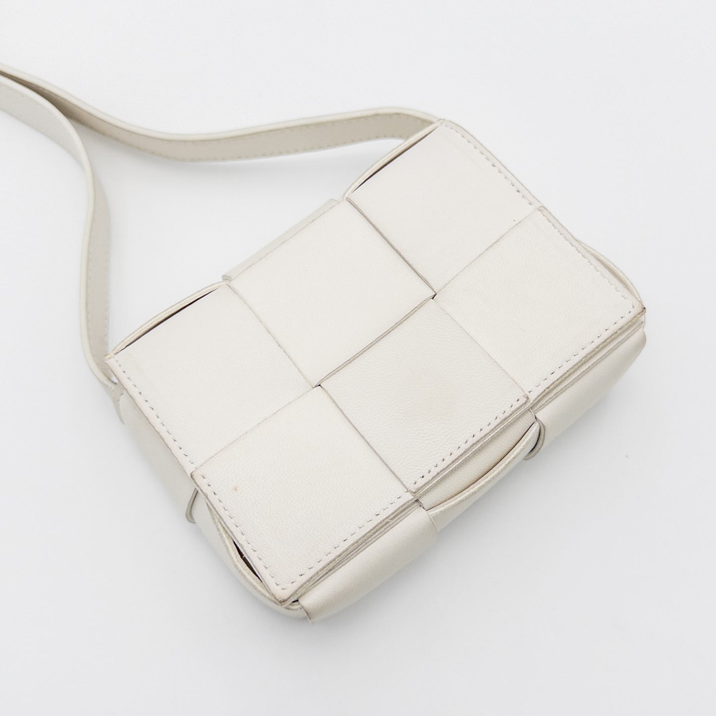 BOTTEGA VENETA Maxi Intrecciato Candy Cassette Leather Shoulder Bag in White