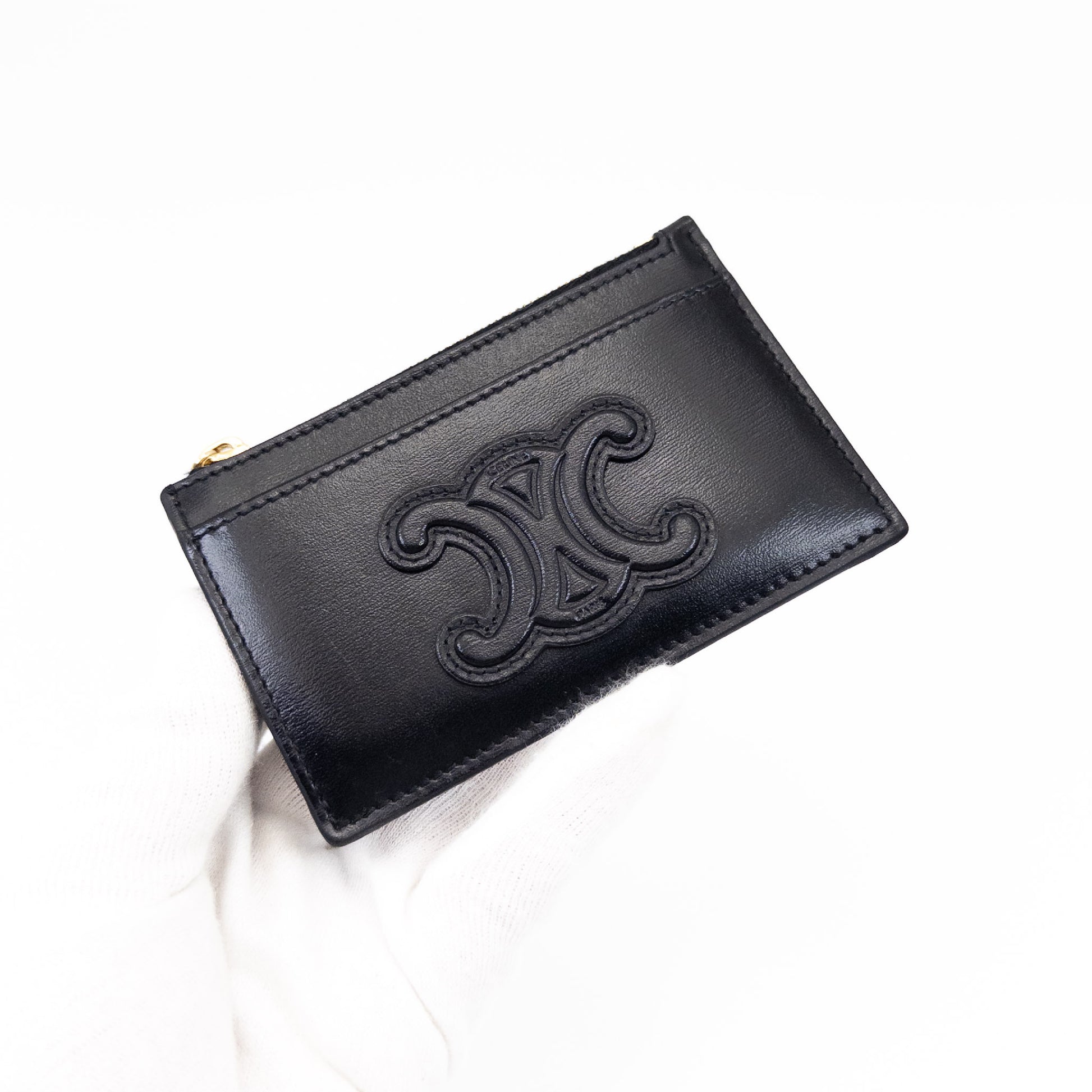 CELINE Cuir Triomphe Coin Card Holder with Box