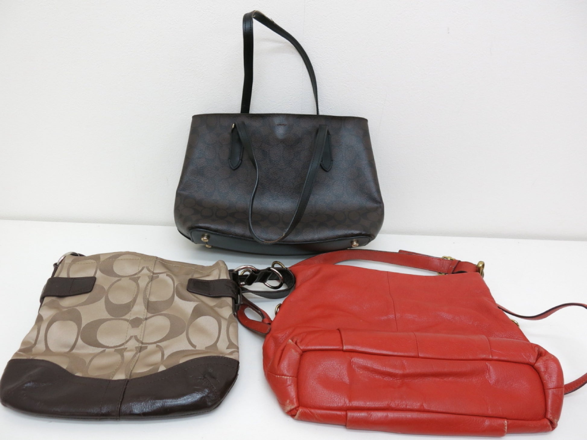 COACH COACH Signature PVC Canvas Leather Shoulder/Hand Tote Bag 3-Piece Tote Bag