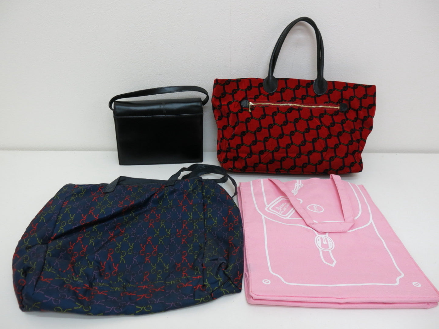 Roberta di Camerino Leather and Nylon Tote Handbag, 4-Piece Tote Bag