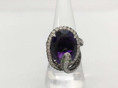 AM11.981ct, Colored Stone 0.02ct, D3.65ct, K18WG 12.7g Ring 