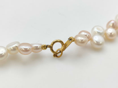 Semi-round pearl, diameter approximately 5.5-5.9mm, 18K gold, 19.8g, necklace 