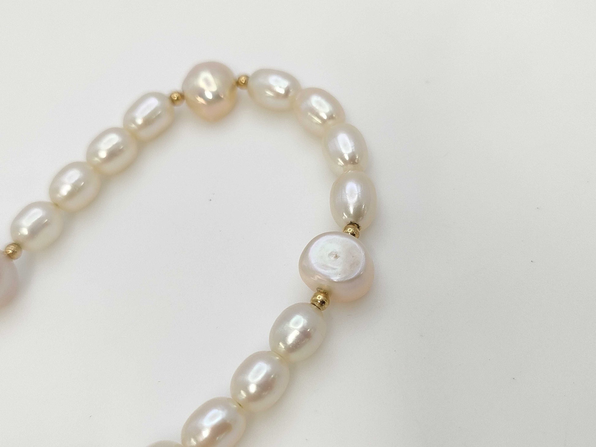 Semi-Round Pearl Diameter: Approx. 3.3-8.0mm, 18K Gold, 7.0g, Bracelet/Bangle 