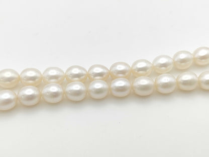 Semi-round pearl, diameter approximately 7.0-7.4mm, 18K white gold, 33.3g, necklace 
