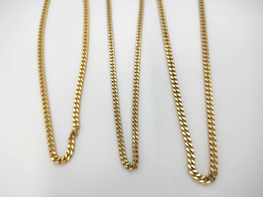 Set of 2 Curb Chain Necklaces, Double-Sided, 18K Gold, 89.0g / 18K Gold, 27.9g 