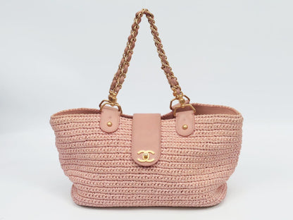 CHANEL Raffia Chain Tote 10 Series Shoulder Bag