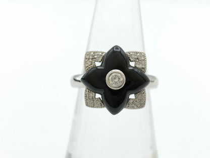 Onyx and Diamond PT900 Ring, 8.9g 