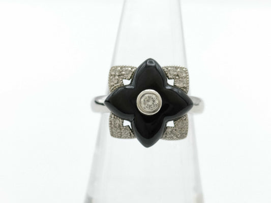 Onyx and Diamond PT900 Ring, 8.9g 