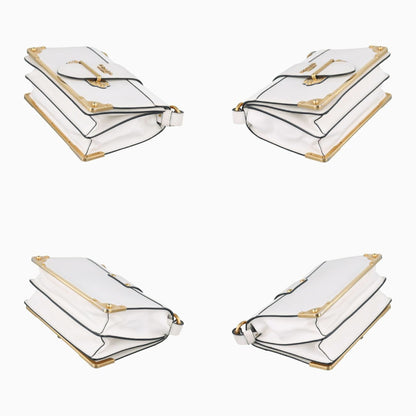 PRADA Cahier White Leather and Saffiano Leather Shoulder Bag 1BD095 25