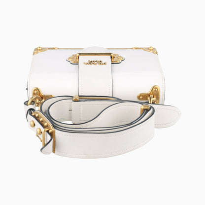 PRADA Cahier White Leather and Saffiano Leather Shoulder Bag 1BD095 25