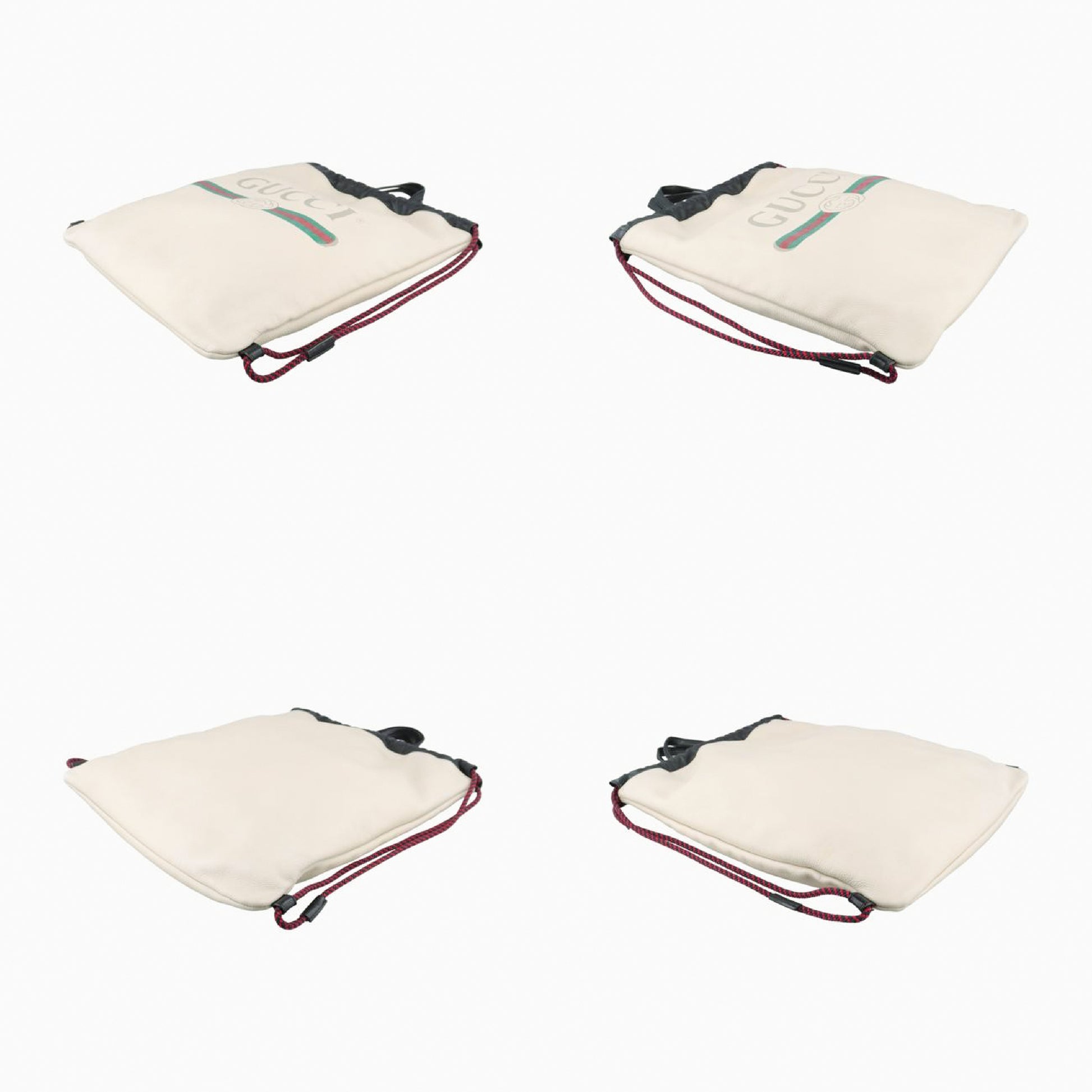 GUCCI Gucci Print Drawstring White Leather Backpack 516639 B023688405