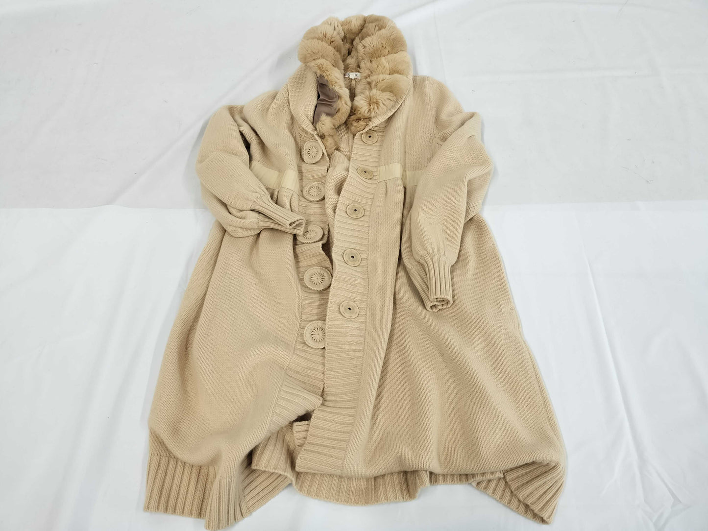 FOXEY FOXEY 100% Cashmere and Chinchilla Fur Knit Coat, Size 40, Cardigan