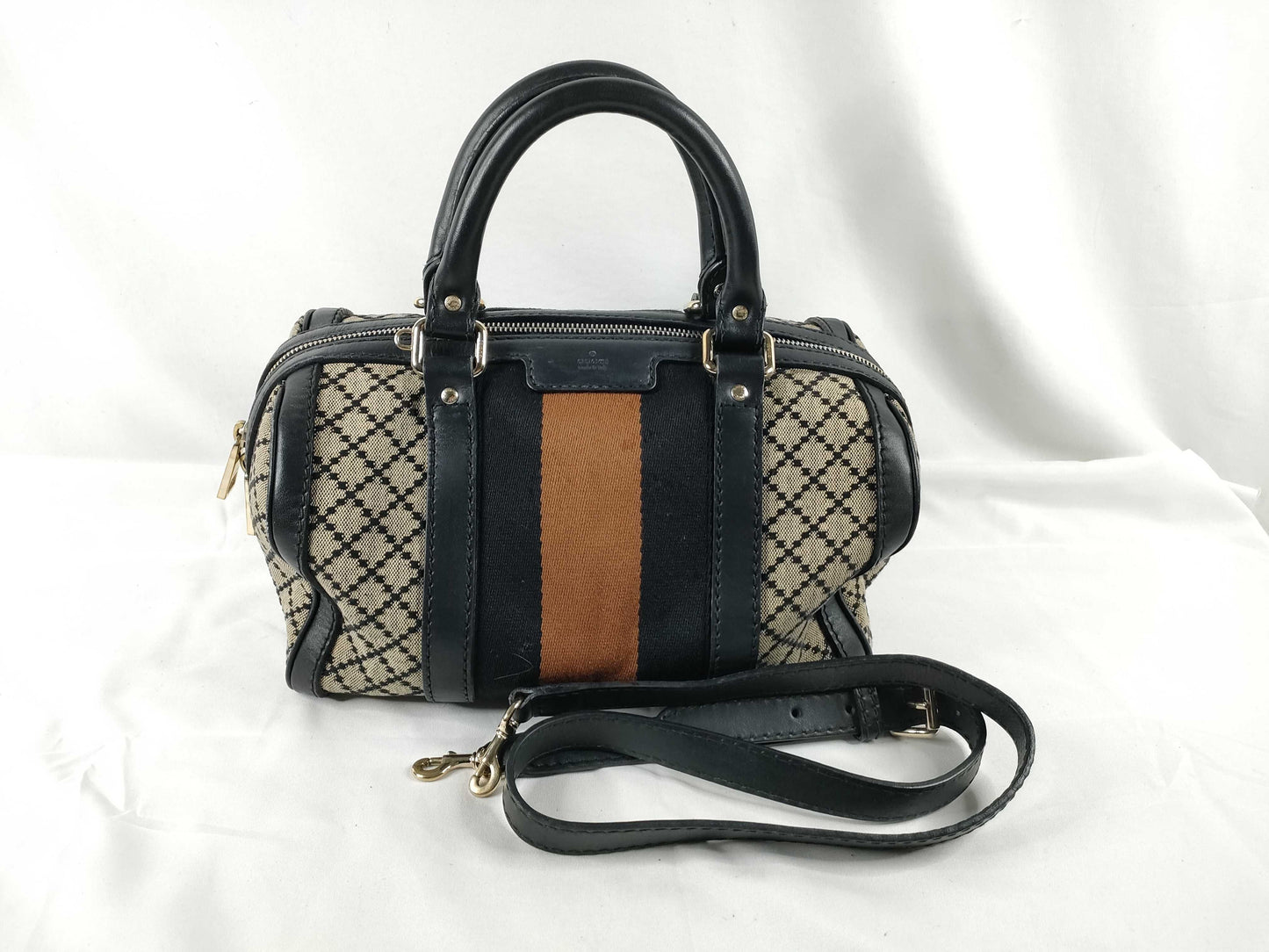 GUCCI GUCCI Sherry Line Beige x Black x Brown Fabric x Leather 269876 A010560811 Boston Bag Second Bag