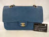 CHANEL Caviar Leather Chain Shoulder Bag Blue Shoulder Bag