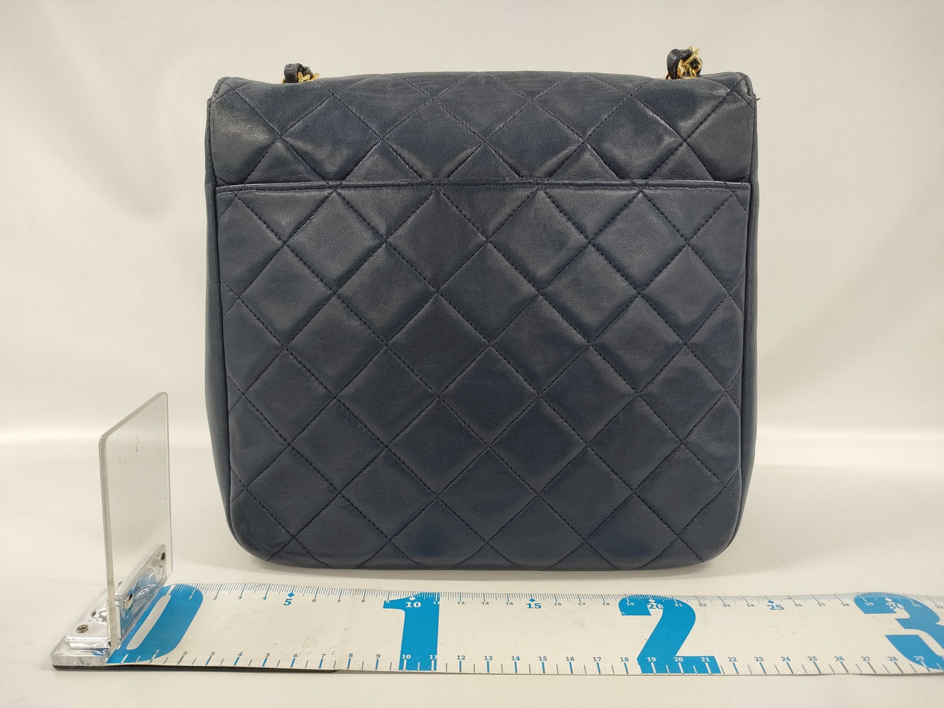 CHANEL Matelasse Lambskin Chain Shoulder Bag, Navy