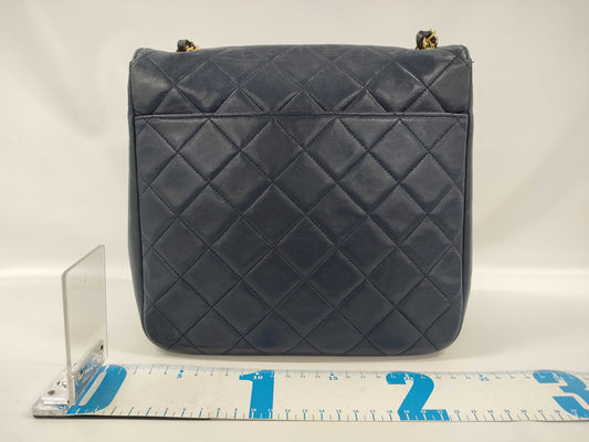 CHANEL Matelasse Lambskin Chain Shoulder Bag, Navy