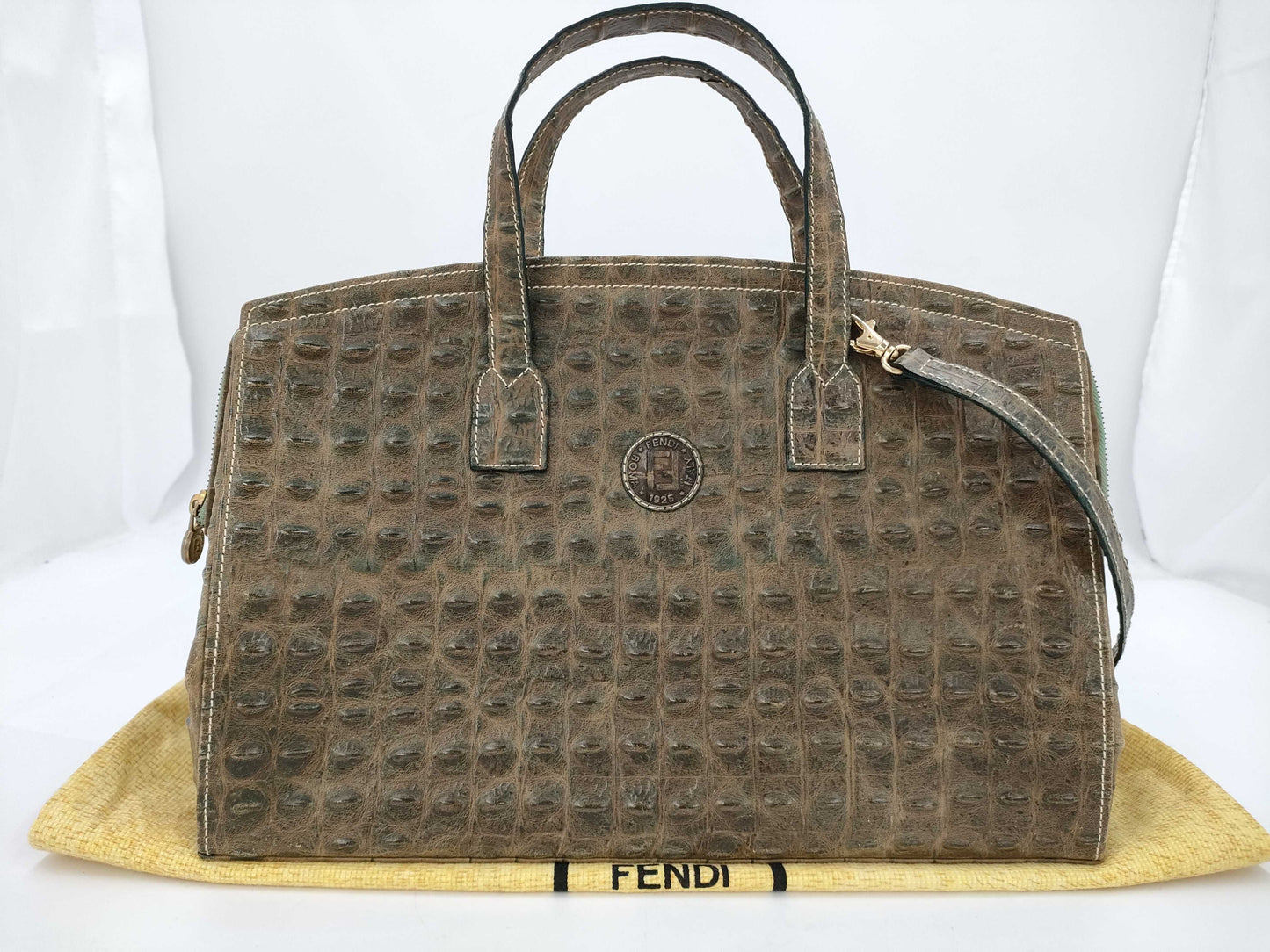 FENDI Crocodile Handbag 2WAY Shoulder Bag
