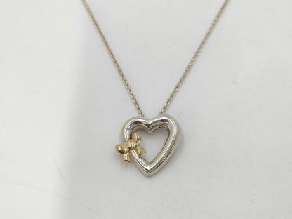 Ribbon Heart Necklace SV925 / AU750 Pendant