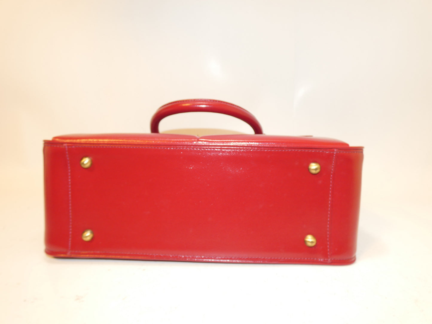 BURBERRY Leather Red Nova Check Hand Tote Bag