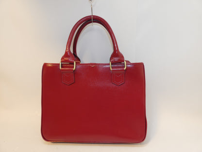BURBERRY Leather Red Nova Check Hand Tote Bag