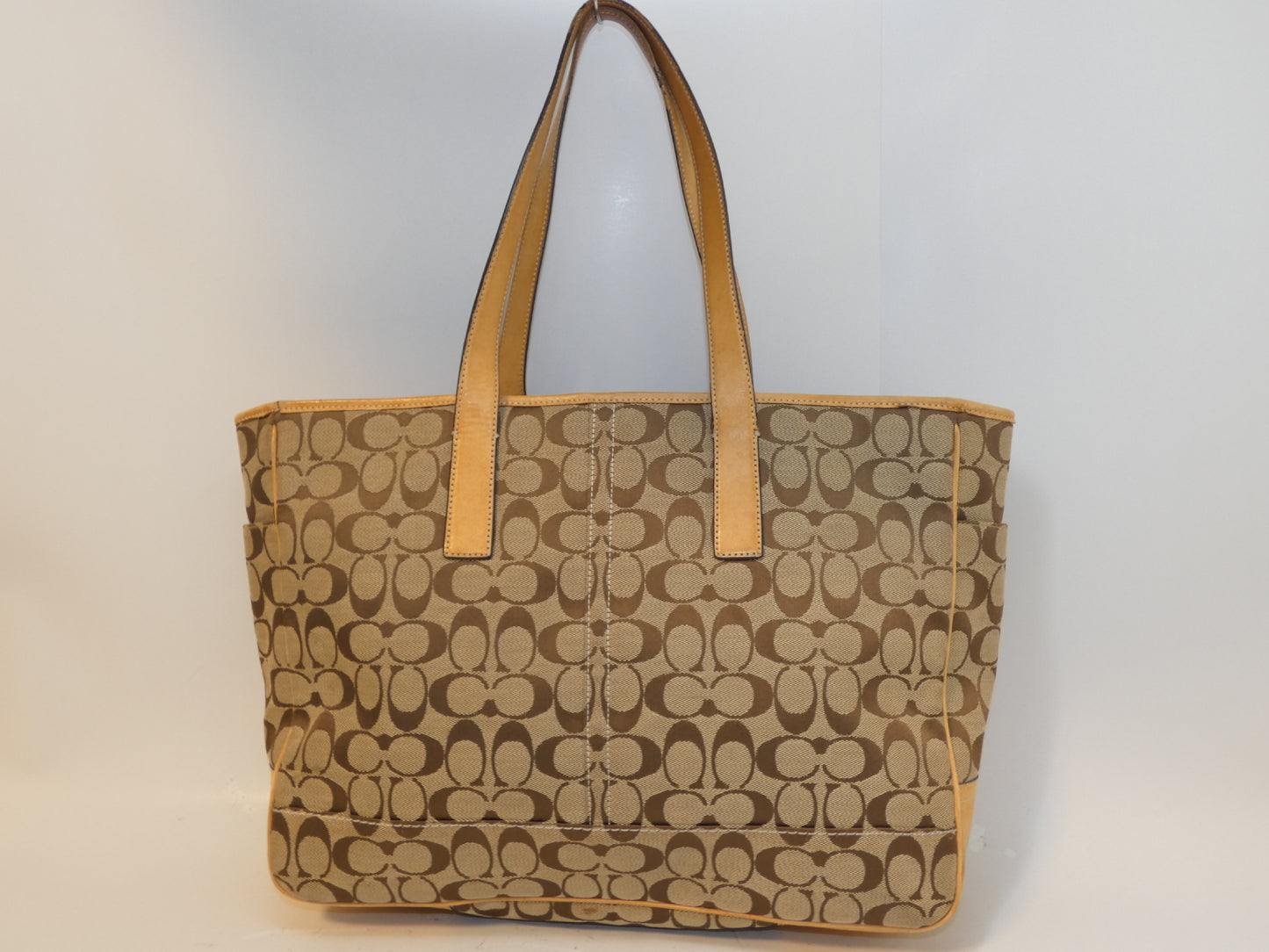 COACH Signature Canvas Leather Tote Shoulder Bag