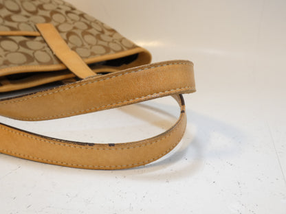 COACH Signature Canvas Leather Tote Shoulder Bag