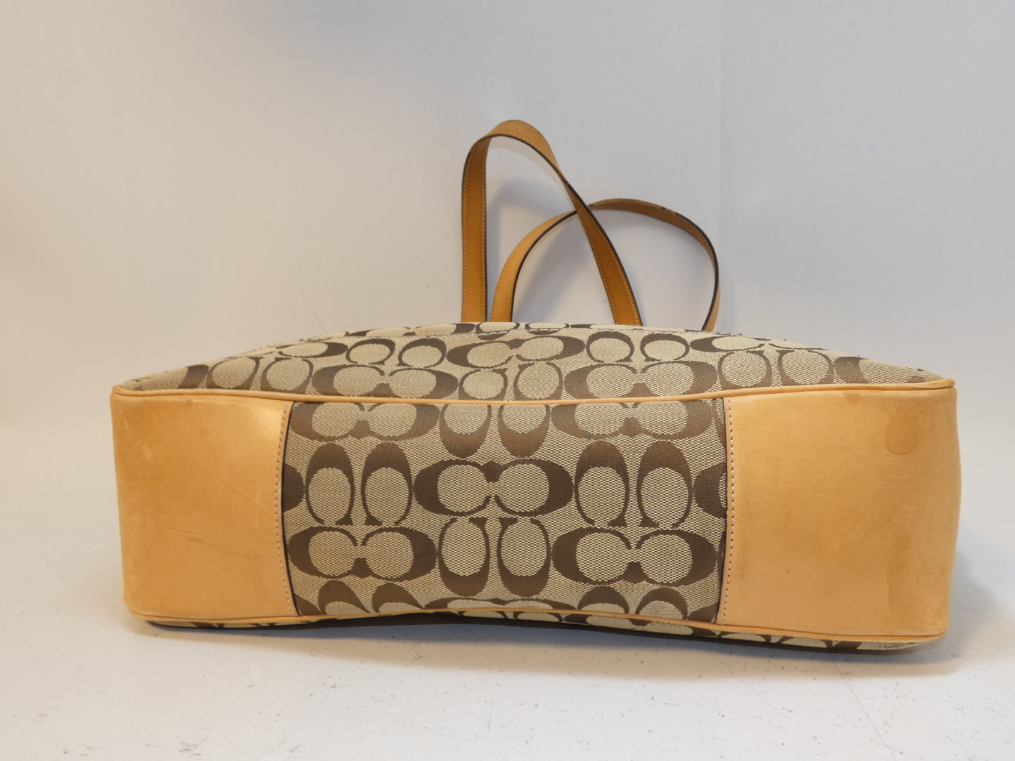 COACH Signature Canvas Leather Tote Shoulder Bag