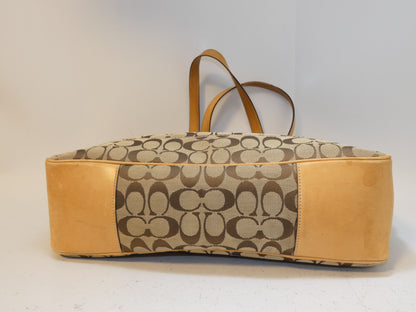 COACH Signature Canvas Leather Tote Shoulder Bag