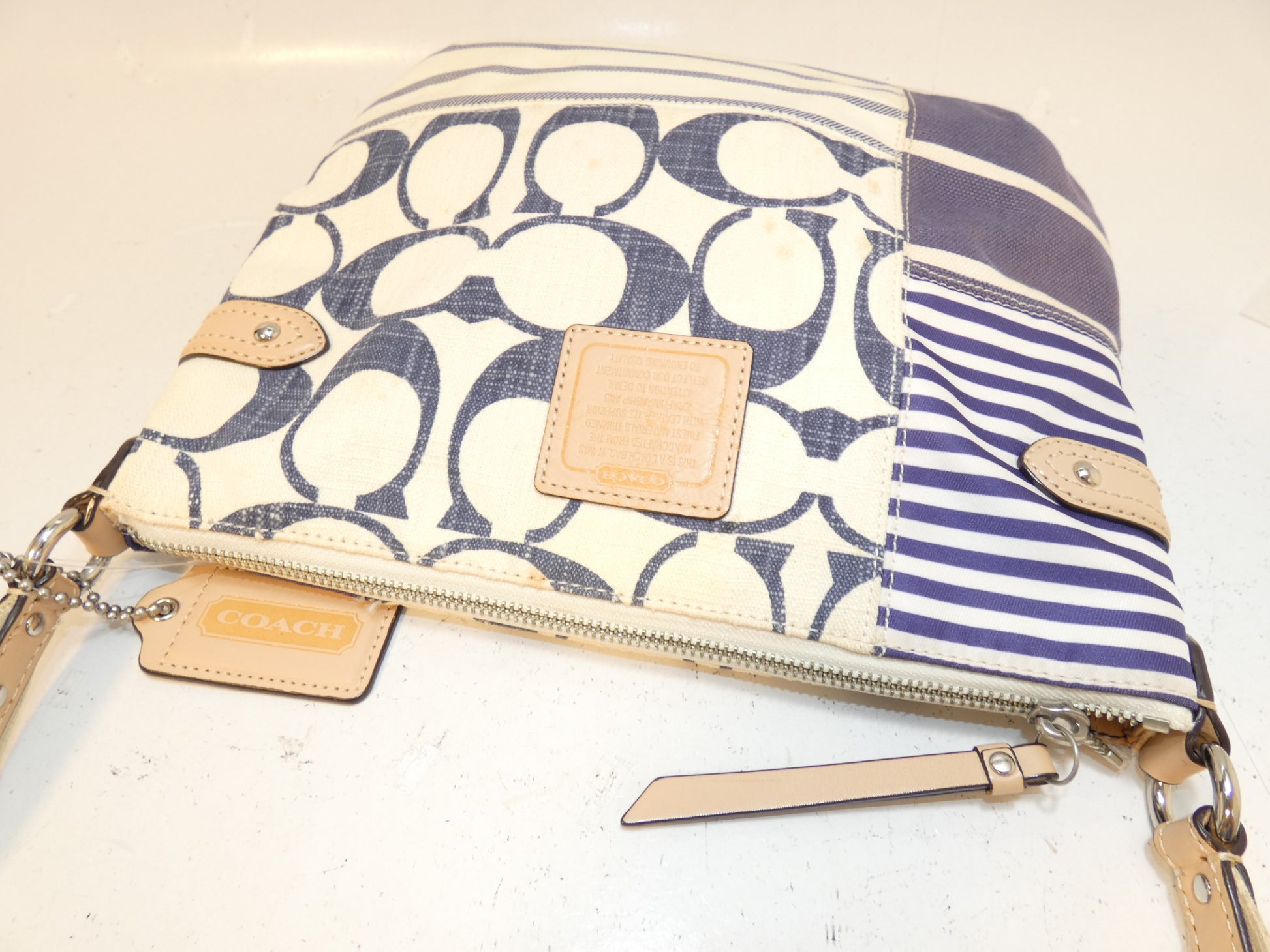 COACH Signature Mixed Material Shoulder Bag