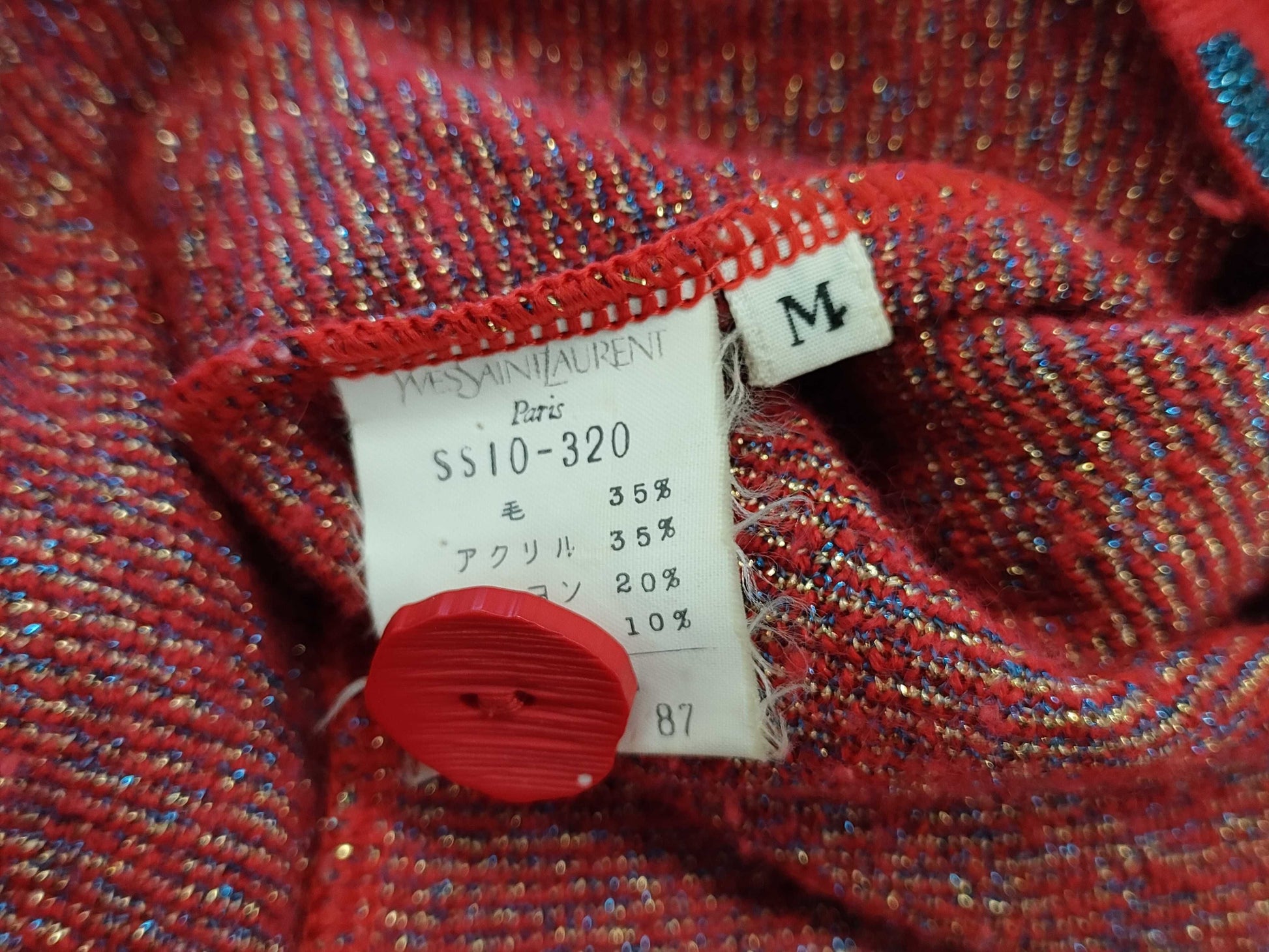 Yves Saint Laurent Chinese-style glitter check set in red, size M. Other apparel.