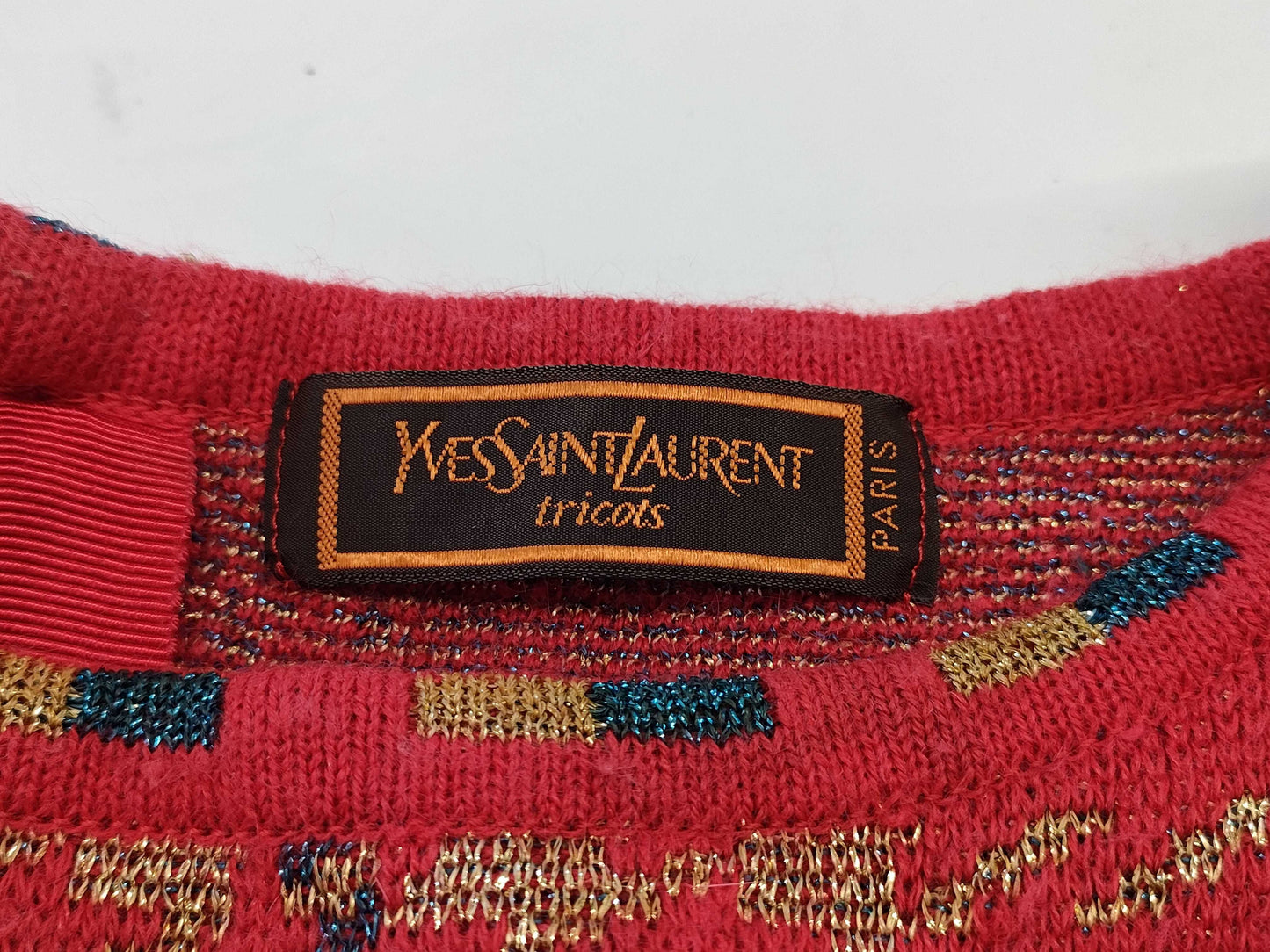 Yves Saint Laurent Chinese-style glitter check set in red, size M. Other apparel.