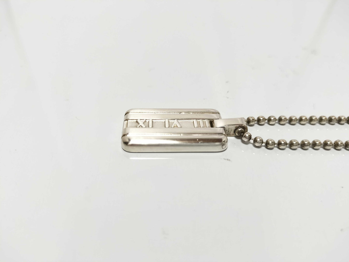 Tiffany & Co. Atlas Tiffany Necklace with Atlas Logo Plate, 925 Silver, 21.6g