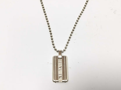 Tiffany & Co. Atlas Tiffany Necklace with Atlas Logo Plate, 925 Silver, 21.6g