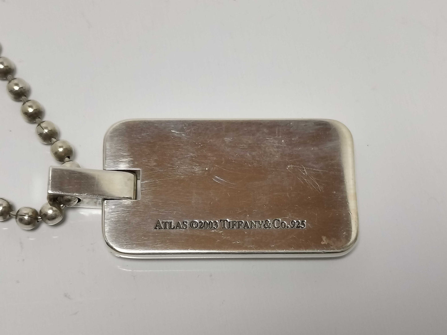 Tiffany & Co. Atlas Tiffany Necklace with Atlas Logo Plate, 925 Silver, 21.6g