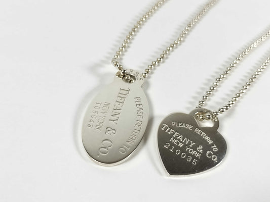 Tiffany & Co. Return to Tiffany Necklace - Heart Tag, Oval Tag, Ball Chain, 925 Silver, Box Included