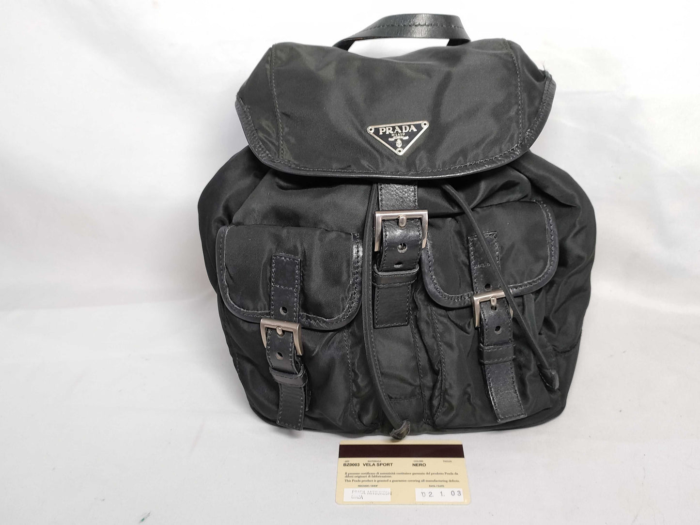 PRADA Nylon PRADA Prada Leather Triangle Logo Backpack BZ0003 Nylon Black Backpack