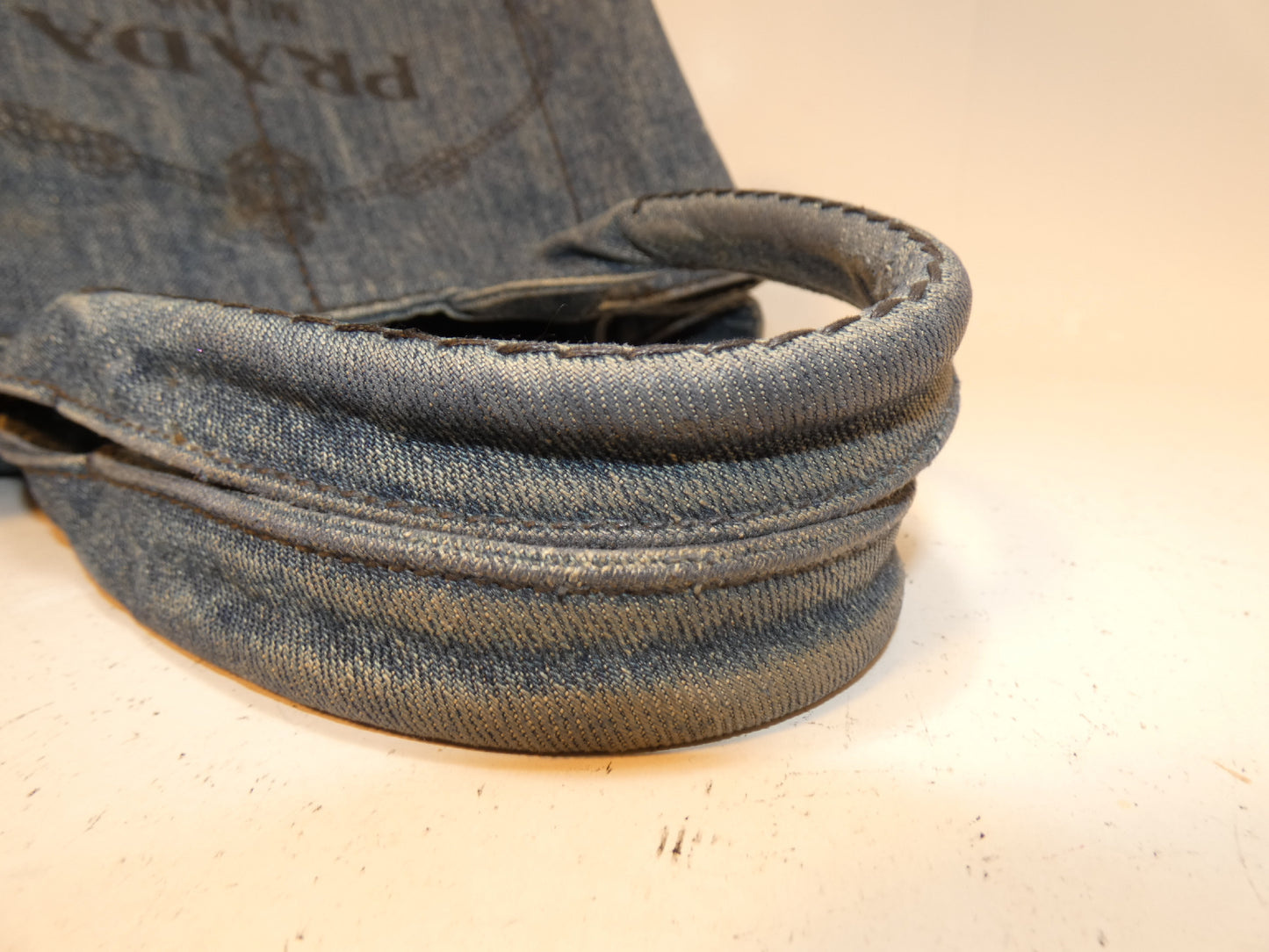PRADA Canapa Denim Tote Handbag